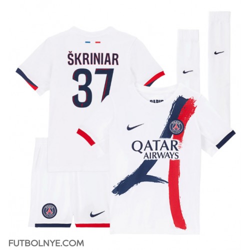 Camiseta Paris Saint-Germain Milan Skriniar #37 Visitante Equipación para niños 2024-25 manga corta (+ pantalones cortos)